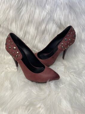 Alexander McQueen Studded Burgundy High Heel Pumps - Authentic